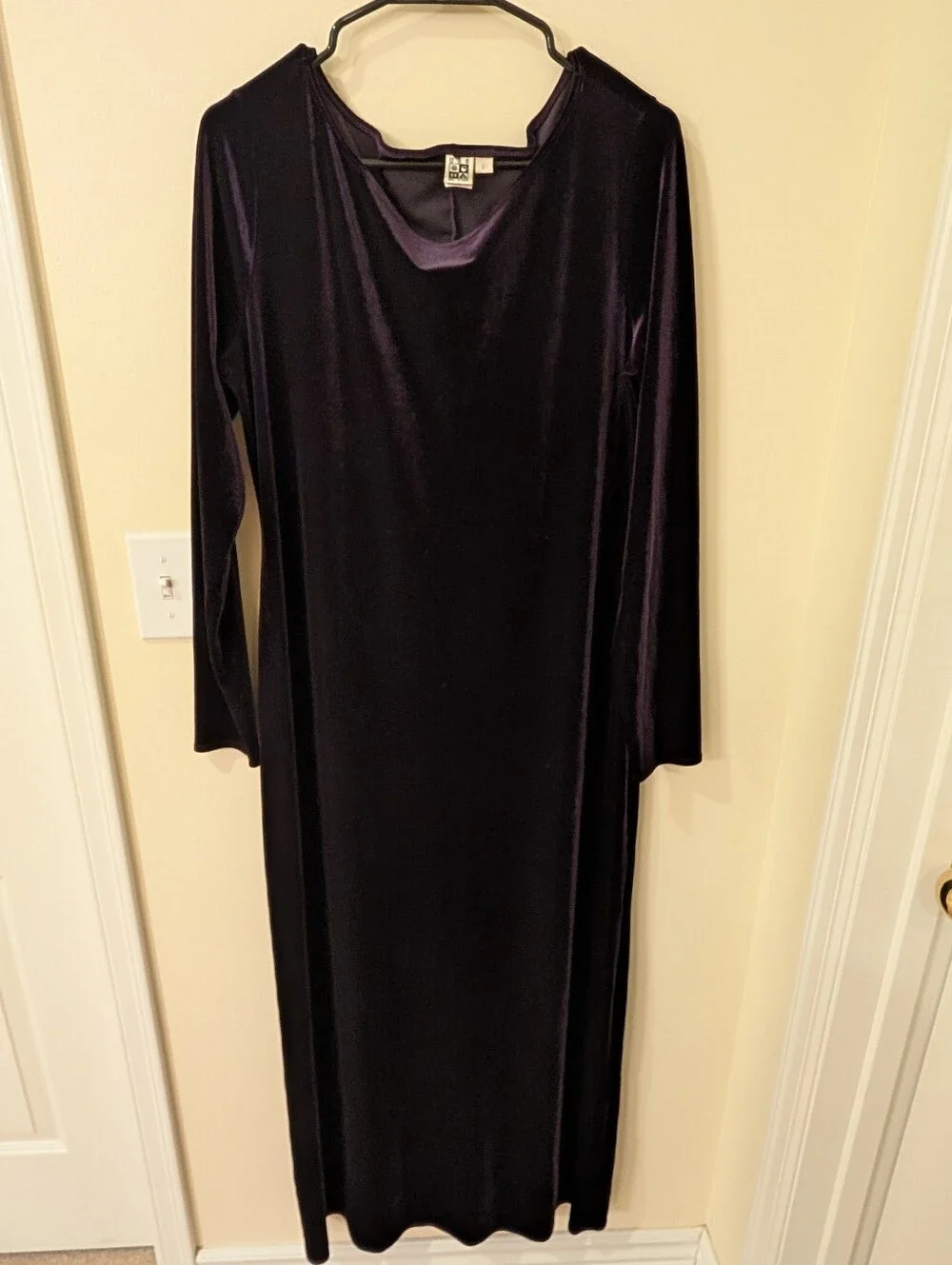 Vintage Max Studio Purple Velvet Maxi Dress Made in USA Sz LG Witchy Whimsigoth